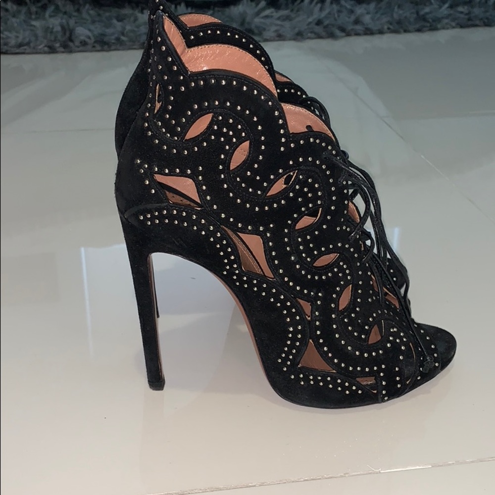 Black and silver studded heels